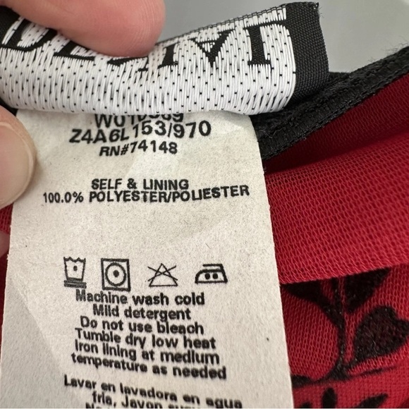 Y2K Vintage Floral Slip Dress Medium Punk Witchy Black Red Mesh Whimsigoth Maxi - Picture 5 of 7